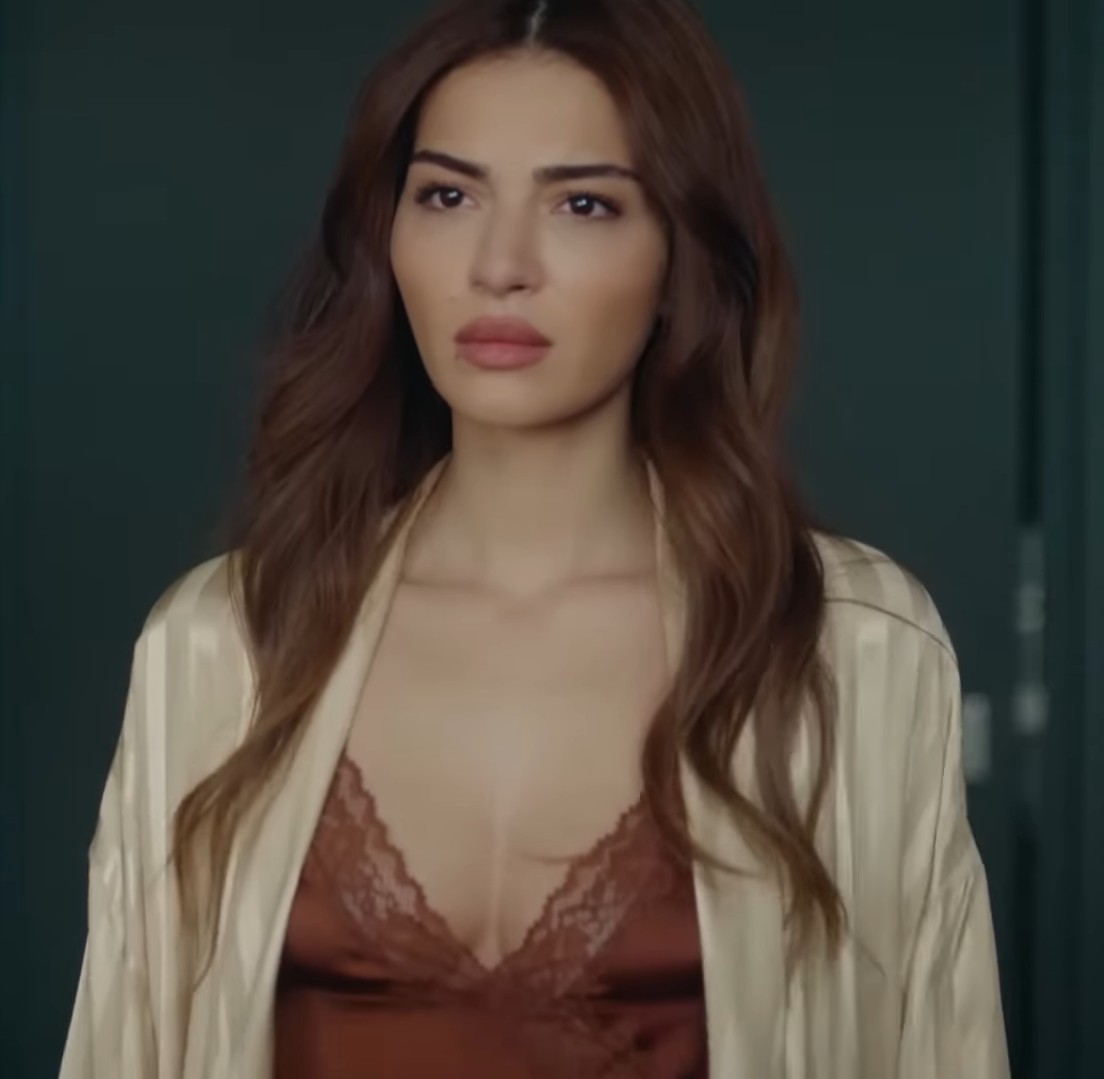 full body shot, Enhance the bust size noticeably for a balanced and elegant figure. Showcase the outfit with a more open neckline and artistic lighting. Make the person in the image wear sexy lingerie input