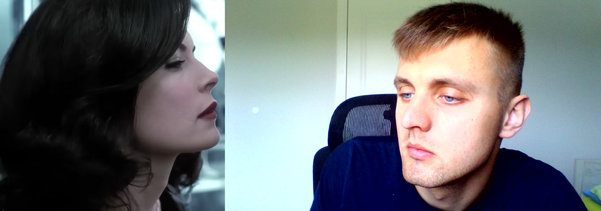 Make them do air kiss, create a playful air kiss pose with natural expressions and romantic atmosphere. The subjects blow kisses to each other with playful gestures, showing warm and affectionate expressions. input